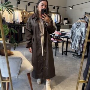 MUMLU KUMAŞ UZUN TRENÇ