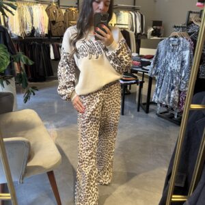 BEL ARKASI LASTİKLİ LEOPAR DESEN PANTOLON